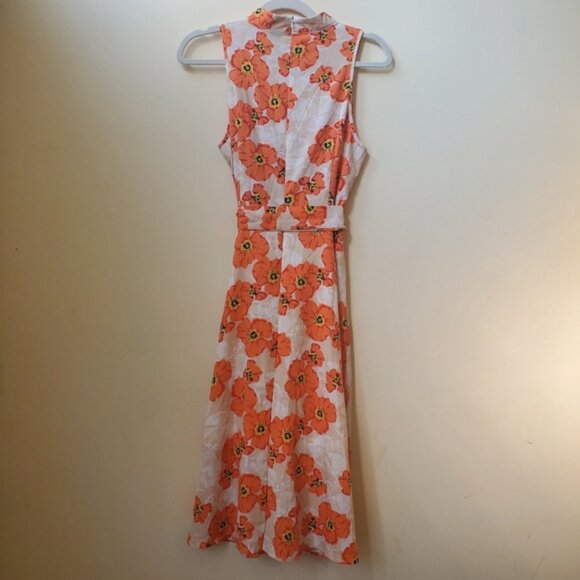 NWOT XS/S Shein Orange Floral Midi - Picture 8 of 10